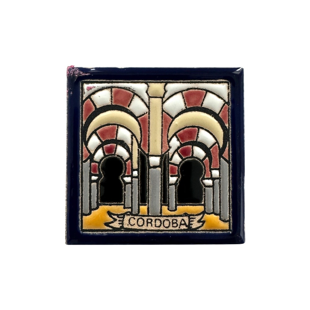 Vintage Cordoba Spain Mezquita Ceramic Tile Souvenir Small Coaster 2.25"